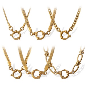 Collar de Cadena Trenzada de Acero Inoxidable Chapado en Oro de 18K, Estilo Europeo Americano, Eslabones Geométricos, Moderno, Regalo de Moda para Mujer - Product Image 5