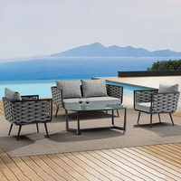 Ensemble de jardin moderne minimaliste, canapé d'extérieur, table basse, combinaison pour villa, cour, rotin, mobile, amovible, lavable