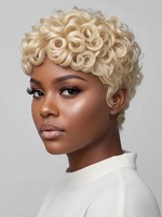 Perruque courte Pixie Blonde 613 avec ondulations Finger Wave, en dentelle HD complète, 6 pouces, densité 180%, prête à porter, perruque Bob bouclée en cheveux humains, cuticules alignées