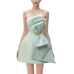 <span class=keywords><strong>Robe</strong></span> d'été florale élégante pour femme, mini-<span class=keywords><strong>robe</strong></span> de soirée décontractée à nœud papillon et strass, idéale pour <span class=keywords><strong>mariage</strong></span> - Grande Vente - Product Image 4