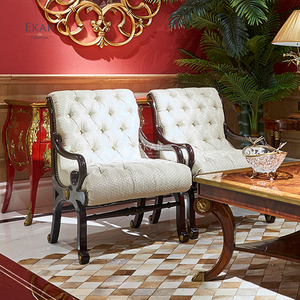 Ekar Furniture Classic Villa Juego de sofá de alta calidad Muebles Juego de sofá de cuero genuino de lujo italiano dorado - Product Image 4