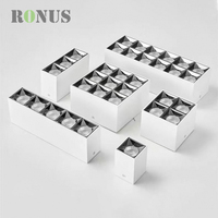 Plafond fixe 4 têtes 12W anti-éblouissement monté en surface Downlight COB Grille LED Spot Light
