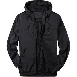 <b>Men's</b> Hooded Windproof Casual <b>Jacket</b> Autumn Outdoor Sports Zipper Closure Solid Color Polyester Lightweight Breathable Coat - Product Image 1
