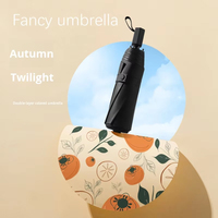 Parapluie solaire double couche pour femme, en titane argenté, pliable, avec revêtement noir, protection solaire UPF50, super protection solaire
