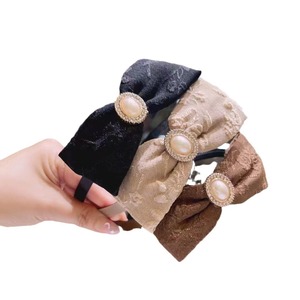 Bandeaux à carreaux avec nœud papillon pour femmes, avec décor de perles, accessoires pour cheveux décontractés pour l'automne et l'hiver 2023 - Product Image 4