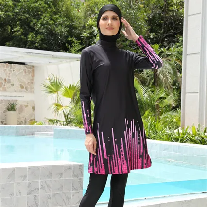 Motief Force Groothandel Modern Design Groothandel Moslim Badmode Bescheiden Volledige Mouwen Badkleding Strandkleding Voor Moslimdames