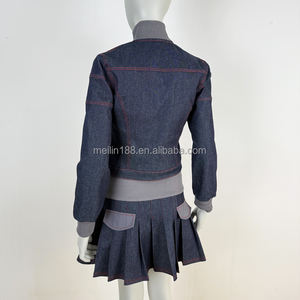 2025 весенняя одежда от производителя, уличная одежда на заказ, женские куртки на молнии и женские джинсовые шорты, комплект из двух предметов, спортивный костюм - Product Image 2