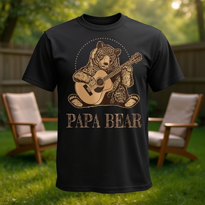 T-shirt Papa Bear con design per chitarrista, taglia unisex per adulti - Product Image 3