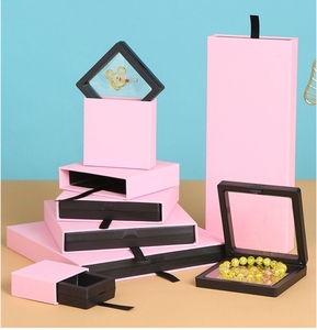 Membrane flottant cadre 3D <span class=keywords><strong>Suspension</strong></span> étui clair PE Film support d'affichage PVC fenêtre emballage rose tiroir coulissant boîte à bijoux - Product Image 1