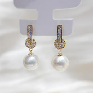 22696DIY <b>Pearl</b> Accessories S925 <b>Silver</b> Earnail Empty Stand Gold <b>Silver</b> Jewelry <b>Earrings</b> with 9-13mm Round - Product Image 4