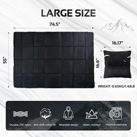 Couverture de camping gonflée portable avec capuche et boutons pression Couverture de voyage légère et imperméable convertie en oreiller pour la randonnée