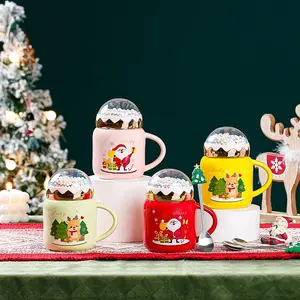 新着クリエイティブクリスマスマグファッションかわいいセラミックコーヒーマグカバー付き