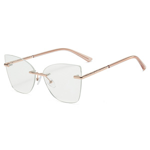 Spoen Rimless <b>Eyeglasses</b> Brown Clear Cr39 Lenses Women Optical <b>Frames</b> - Product Image 4