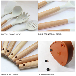 Wholesale Korean Unique Sustainable Baking Tool Accessories Wooden Handle <strong>Kitchen</strong> <strong>Stuff</strong> Non-Stick Silicone <strong>Kitchen</strong> Utensil Set - Product Image 4