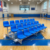 Tribunes de gymnase portables en aluminium, 3 rangées, 30 sièges, 15 pieds, avec marches antidérapantes, assemblage par boulons, pour gymnases scolaires, usine OEM