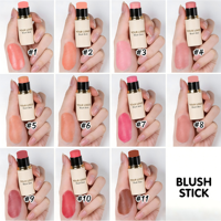 OEM ODM Natürlicher Creme-Rouge-Stift Multifunktional für Wangen Lippen Augen Glatt Mischbar Sanftes Rosa 11 Farbtöne Gesichtsrouge Individuelles Logo