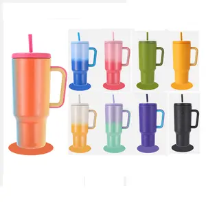 New Rainbow Paint 40oz Tumbler Coffee Mug With Lid Gym Water Mug With Silicone Handle