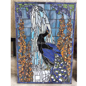 Vitrail personnalisé de style cathédrale chinoise, motif paon, double vitrage, style européen massif pour fenêtre, panneau, porte, mur - Product Image 4