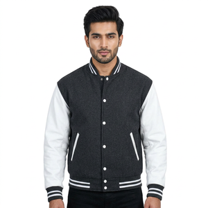 Custom Made Best Men Varsity <b>Jackets</b> Plus Size Breathable LeatherWool New Latest Style Stand Collar Front Canvas <b>Lightweight</b> - Product Image 1
