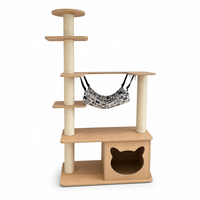 Grand arbre à chat 158 cm, structure d'escalade multi-niveaux pour chat, poteau à gratter en sisal, hamac, grotte en forme de tête de chat, contreplaqué