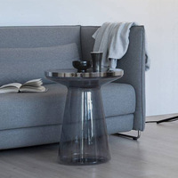 Table basse moderne contemporaine en verre trempé avec cloche à miroir Table d'appoint ronde en métal pour le salon d'un hôtel et la maison