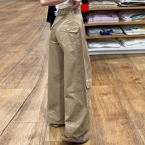 <span class=keywords><strong>Pantalon</strong></span> Large <span class=keywords><strong>Femme</strong></span> Style Rétro Américain Machette <span class=keywords><strong>Kaki</strong></span>, Nouvelle Collection Automne 2025, Multipoches Couleur Café, Coupe <span class=keywords><strong>Slim</strong></span> Polyvalente - Product Image 4