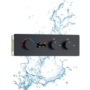 Matte Black 2 Function Temperature Display <b>Shower</b> Mixer 2 Way Push-Button <b>Shower</b> Diverter With Independent Volume <b>Control</b> HD-V05 - Product Image 1