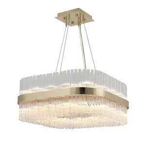 Contemporary Design Square Interior Luxury Ceiling Chandeliers Gold Home Modern Crystal Glass Lamp Chandeliers