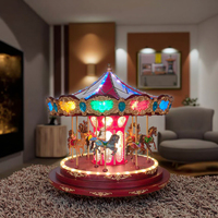 Anyou Grand Carrousel de Noël à musique lumineuse Décorations de vacances européennes Carrousel tournant éclairé Figurines de Noël Jouets