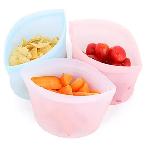 hot selling 2023 Stand Up Zip Leakproof Containers Wrap Ziplock reusable ziplock food storage silicone fresh-keeping bag