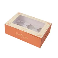Boîte à biscuits personnalisée pour pâtisserie, boîte individuelle à couvercle rabattable, carton ivoire, pelliculage mat, boîte à biscuits carrée avec fenêtre