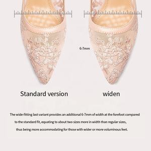 Eleganti <span class=keywords><strong>Tacchi</strong></span> Alti da Donna in Pizzo <span class=keywords><strong>Rosa</strong></span> con Punta a Spillo e Tacco Dorato - Product Image 5