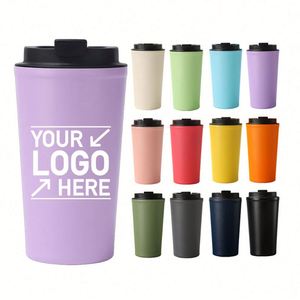 Gobelet isotherme à double paroi en acier inoxydable avec logo personnalisé, 500 ml, tasse à café de voyage, 17 oz, tasse à café isolée sous vide, thermos - Product Image 1