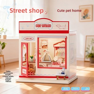YD TOYS Maison de poupée miniature en bois éducative à assembler, thème boutique de rue, avec espace pour animaux, jouet DIY fait main CJW-71 - Product Image 3
