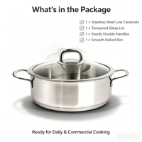 Ensemble de casseroles de style américain en acier inoxydable écologique de haute qualité, sans revêtement, avec couvercle en verre, compatible induction