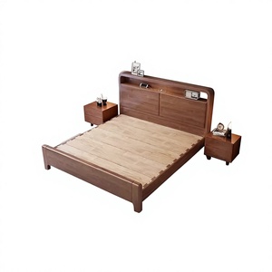Bett mit Stauraum im nordischen Mid-Century-Stil, Massivholzbett 1,8m Doppelbett / 1,2m Einzelbett, Zapfenverbindungs-Konstruktion, hochwertig - Product Image 1