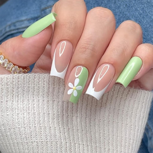 Venta al por Mayor de 24 <span class=keywords><strong>Uñas</strong></span> Postizas con Diseño Floral de Primavera/Verano, <span class=keywords><strong>Uñas</strong></span> <span class=keywords><strong>Francesas</strong></span> con Diseño de Pétalos, <span class=keywords><strong>Uñas</strong></span> Artificiales Elegantes y Reutilizables - Product Image 3