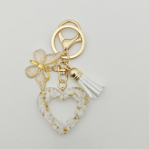 Cute Acrylic Hollow Out Heart Charm Light Keychain Pendant Couple Gifts Butterfly Tassels Car Bag Charm Decoration Lightweight - Product Image 5