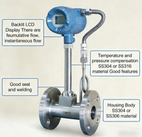 Medidor de Flujo Vortex Serie LUGB, Medidor de Flujo Vortex Karman para Medición de Vapor, Gas y Líquidos de Baja Viscosidad