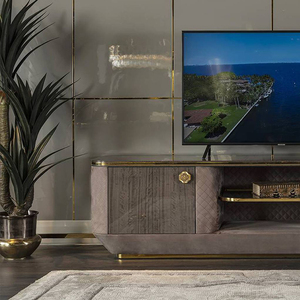 Unidad de TV Italiana Moderna de lujo, muebles de sala de estar contemporáneos de madera y mármol, soporte de TV/gabinete para uso comercial - Product Image 5