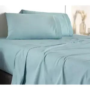 Parure de draps Vianney Cabos couleur menthe 100% coton 400TC taille matrimoniale 4 pièces motif uni literie pour la maison - Product Image 4