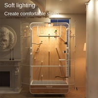 Cage à oiseaux de grande taille pour perroquets, style villa, mobile, en bois massif et fer forgé, panoramique, anti-UV, forme carrée/ronde, pour le dropshipping
