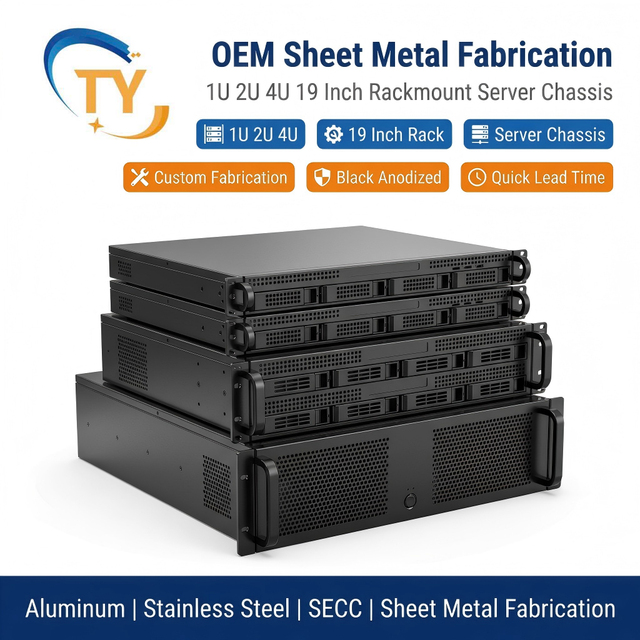 Custom OEM 1U 2U 4U 19 Inch Rackmount Data Center Network Server Chassis Case Aluminum Sheet Metal Enclosure Powder Coated