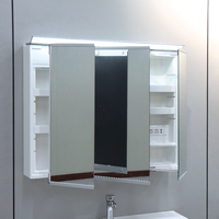 Kabinet Cermin Kamar Mandi LED Minimalis Jepang, 3 Lipat dengan Kontrol Sensor, Grosir Pabrik, Stok Besar