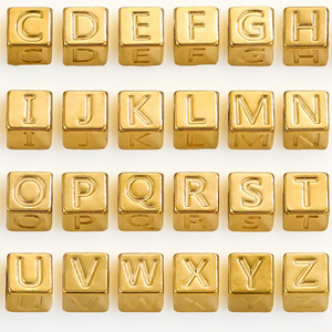 Perles d'espacement en acier inoxydable carrées de 7 mm avec initiales pour la fabrication de bijoux DIY, perles d'<span class=keywords><strong>alphabet</strong></span> à grand trou, accessoires - Product Image 3