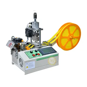 vinyl chloride plastic writing shape with sealing label rope nylon ribbon webbing tape cutter cutting machine with punching hole