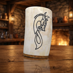 Tasse en corne de buffle faite à la main avec motif de dragon sculpté, artisanat naturel, décoration d'intérieur - Product Image 3