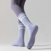 Chaussettes en coton bambou personnalisées pour hommes et femmes, avec logo antidérapant, pour la mobilité, le yoga, la danse et la barre, avec grip adhésif.
