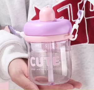 New Customized <b>Plastic</b> Water Bottle Portable Student Cute Gift Kids Girls Drinking <b>Plastic</b> Cup with Straw - Product Image 2