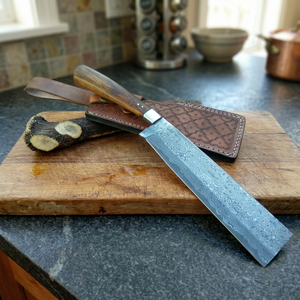 Couteau de cuisine artisanal en acier Damas de qualité industrielle ZR # Couteaux 253 ZR, couteau de chef professionnel, hachoir, manche en bois, OEM - Product Image 3